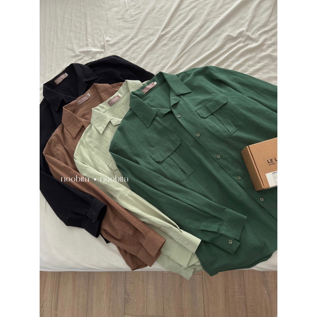 NOOBITA - Sơ mi tay dài cuban shirt form rộng vải cotton 8057