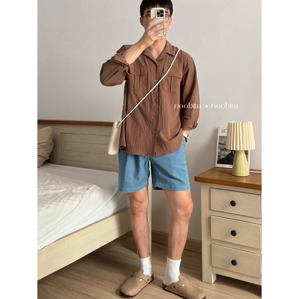 NOOBITA - Sơ mi tay dài cuban shirt form rộng vải cotton 8057