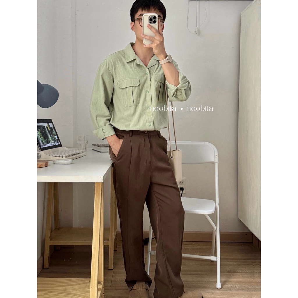 NOOBITA - Sơ mi tay dài cuban shirt form rộng vải cotton 8057
