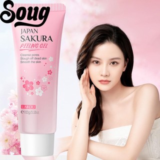 Gel tẩy tế bào chết toàn thân SOUG Laikou 100g chiết xuất hoa anh đào dưỡng ẩm se khít lỗ chân lông