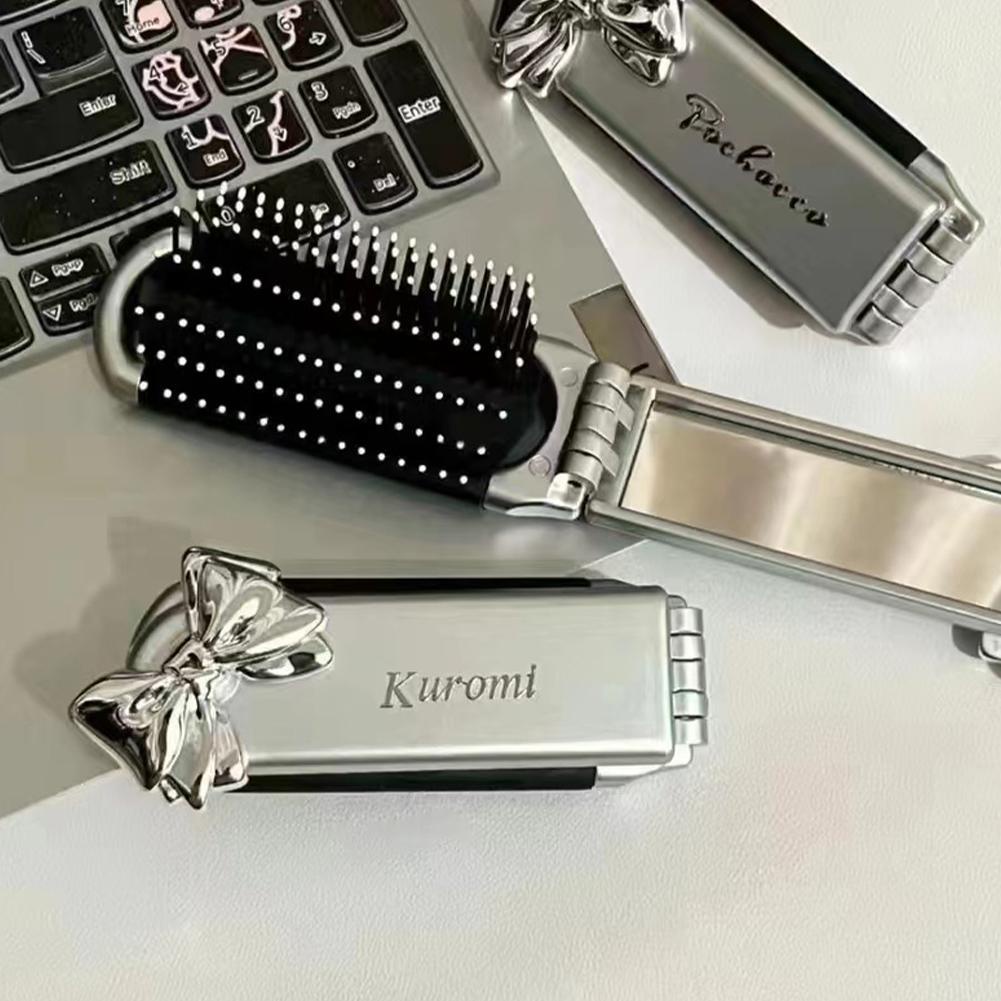 SOUG Phim hoạt hình mới san liou túi khí gấp di động lược kitty cat gương trang điểm cầm tay mục đích kép lược gương tích hợp