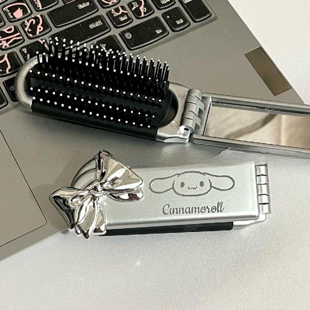 SOUG Phim hoạt hình mới san liou túi khí gấp di động lược kitty cat gương trang điểm cầm tay mục đích kép lược gương tích hợp