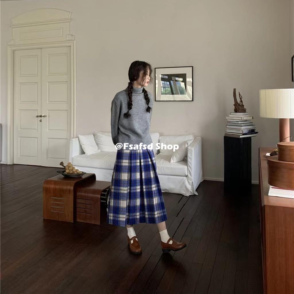 Chân Váy Lưng Cao Xếp Ly Sọc Ca Rô Phong Cách Hàn Quốc Thời Trang 2023 Cho Nữ