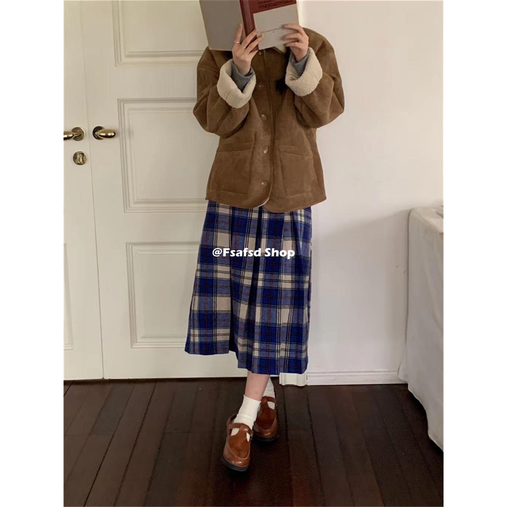 Chân Váy Lưng Cao Xếp Ly Sọc Ca Rô Phong Cách Hàn Quốc Thời Trang 2023 Cho Nữ