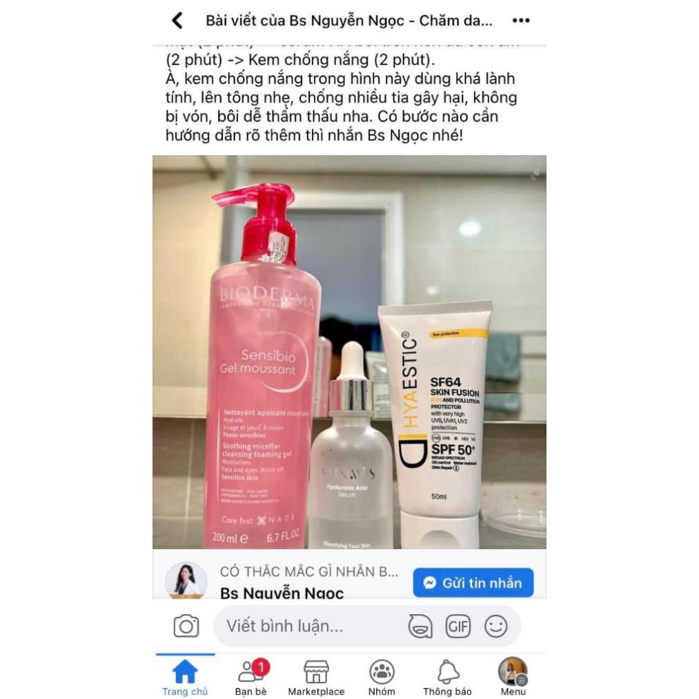 Kem chống nắng Hyaestic Skin Fusion SF64 Sun And Pollution Protector SPF50+