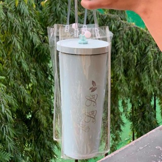 Túi trong suốt đựng bình giữ nhiệt Fan House bình giữ nhiệt khắc tên theo yêu cầu tặng Sticker trang trí