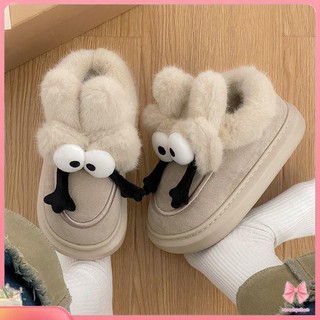 Dễ Thương Giày cotton Phối Lông Xinh Xắn Theo Phong Cách Mùa Đông 2023 Dành Cho Nữ