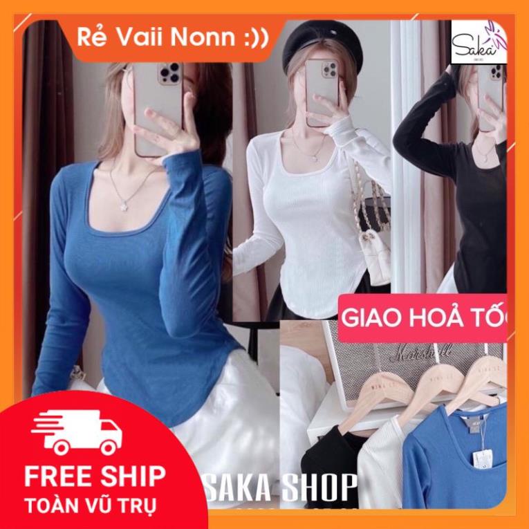 ss  Áo thun nữ cổ tròn tay dài vạt bầu vải thun đẹp