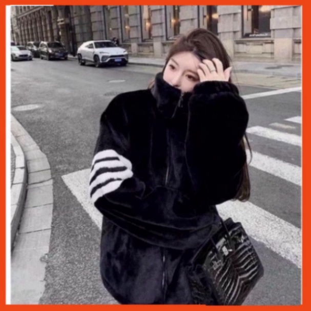 Áo Khoác Lông Cừu 2 Lớp Thome Browne Dày Dặn Phối 4 Kẻ Sọc Tay Điểm Nhấn  Phong Cách Trẻ Trung Năng Động