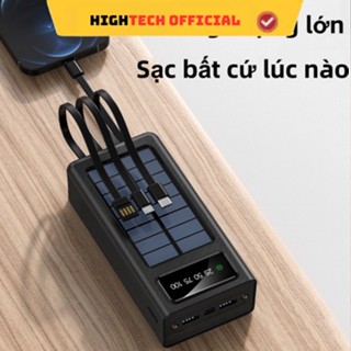 Sạc dự phòng dung lượng 30000mah sử dụng năng lượng mặt trời có 4 dây sạc