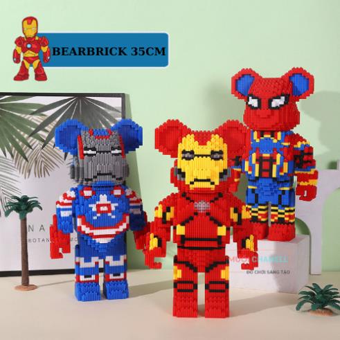 Bộ đồ chơi lắp ghép lego 35cm Mô hình lắp ráp 3D decor trang trí Bearbrick Gấu Phi Hành Gia cao 35cm - MUỐI BLOCKS