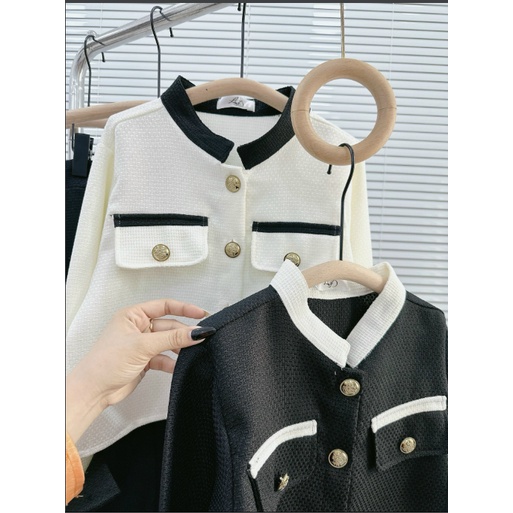 SET DẠ THIẾT KẾ BIGSIZE ÁO NÚT + CHÂN VÁY DÀI