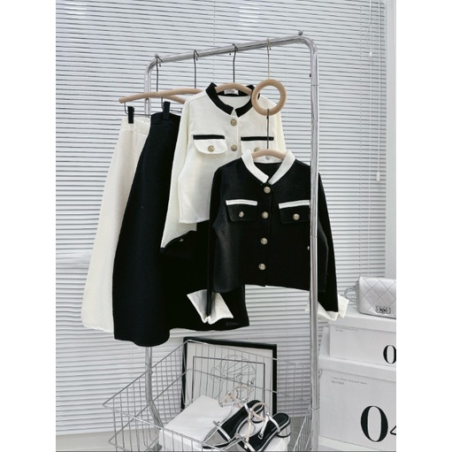 SET DẠ THIẾT KẾ BIGSIZE ÁO NÚT + CHÂN VÁY DÀI