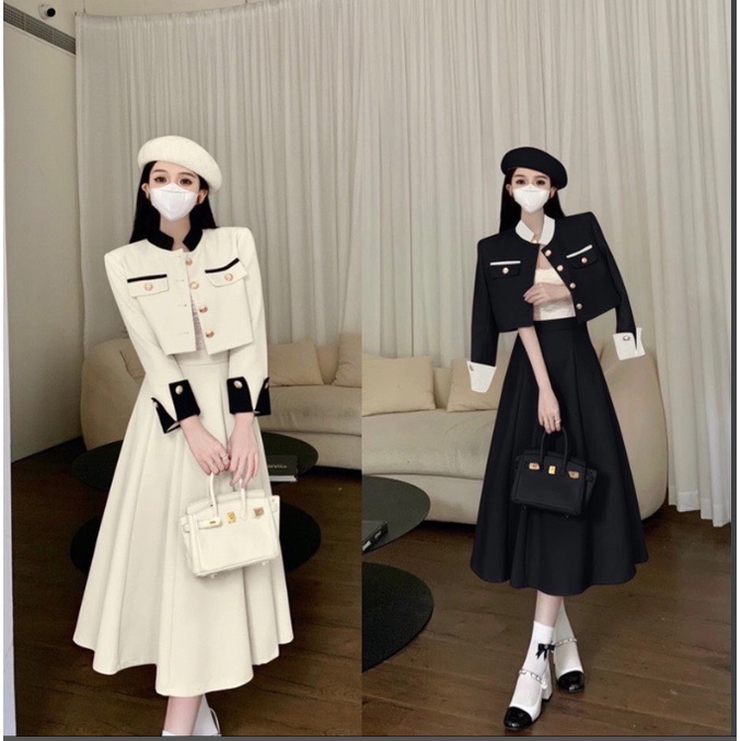 SET DẠ THIẾT KẾ BIGSIZE ÁO NÚT + CHÂN VÁY DÀI