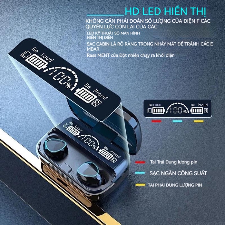 Tai nghe Bluetooth M10 Pro   Tai nghe không dây M10 Pro phiên bản nâng cấp Pin trâu, chạm cảm ứng