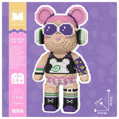 Lego gấu Bearbrick 46cm DJ MINPIN. Mô hình lắp ráp lego decor trang trí Bearbrick DJ cao 46cm