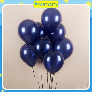 Set 10 Bong Bóng Cao Su Màu Xanh Navy 10 inch Trang Trí Sinh Nhật, Sự Kiện - PartyCity