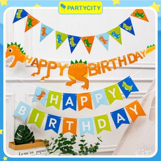 Dây chữ Happy Birthday hình khủng long trang trí sinh nhật cho bé