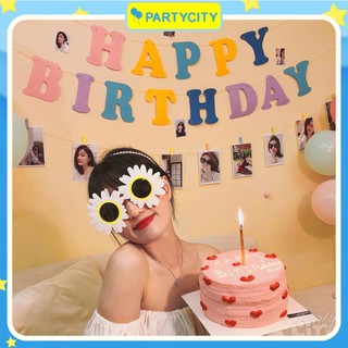 Dây Chữ Happy Birthday Vải Nỉ Nhiều Màu Pastel Trang Trí Sinh Nhật Hàn Quốc Siêu Xinh