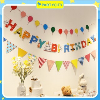 [ Mẫu mới] Dây chữ happy birthday kèm dây treo sinh nhật, trang trí sinh nhật phong cách Hàn Quốc Party City