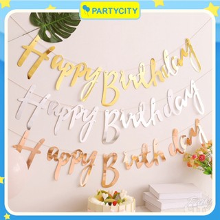 Dây Chữ HAPPY BIRTHDAY Ép Kim Ánh Kim Phản Quang, Trang Trí Sinh Nhật Tiệc Tùng Lung Linh