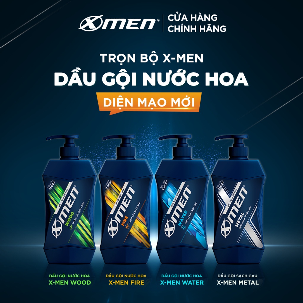 Combo Tắm Gội Xmen Wood 2in1 650g + Dầu Gội Nước hoa X-Men Wood 150g