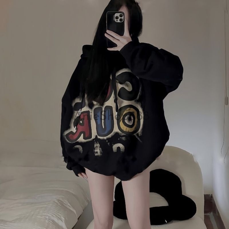 Áo Hoodies Phối Chữ Colour Áo Khoác Nỉ Thụng Có Mũ Siêu Hot chất Nỉ Ngoại Lót Lông Sieu Mịn ANIESHOP688
