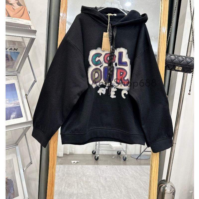 Áo Hoodies Phối Chữ Colour Áo Khoác Nỉ Thụng Có Mũ Siêu Hot chất Nỉ Ngoại Lót Lông Sieu Mịn ANIESHOP688