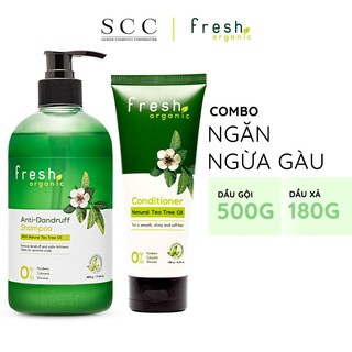 Combo Dầu gội + Dầu xả Fresh Organic chiết xuất Tea Tree 500g + 180g