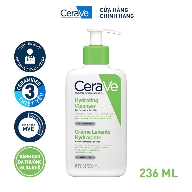 Sữa Rửa Mặt Cerave Foaming Facial Cleanser Dịu Nhẹ