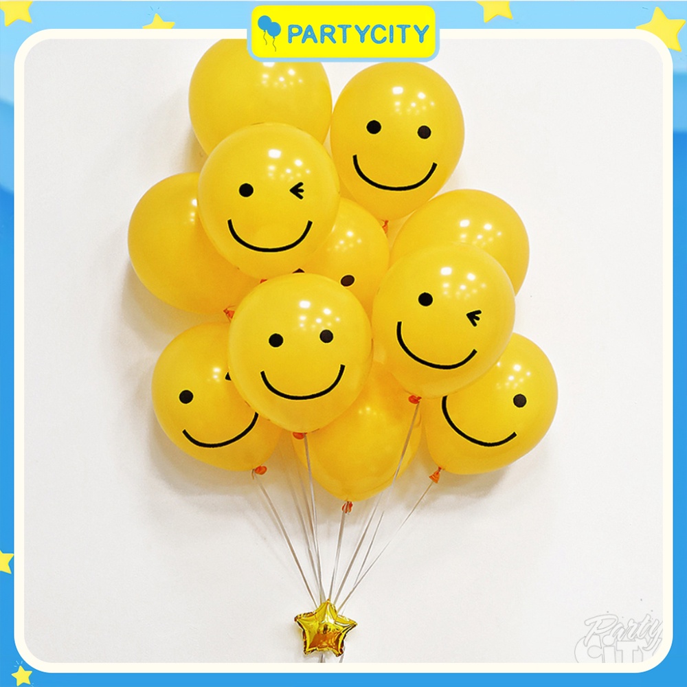 Set 10 Bong Bóng Mặt Cười Vàng Hàn Quốc, Trang Trí Sinh Nhật, Tiệc Tùng - PartyCity