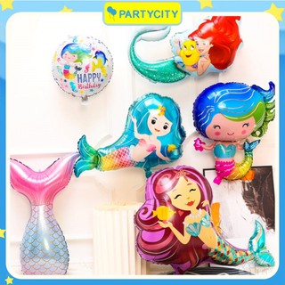 Bong Bóng Hình Nàng Tiên Cá, Vây Cá, Bóng Lá Nhôm Chủ Đề Đại Dương - PartyCity