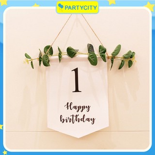 Banner bảng treo Happy Birthday trang trí sinh nhật, trang trí thôi nôi kiểu vintage Hàn Quốc