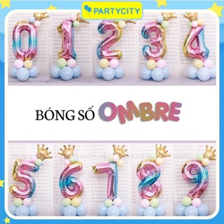 [ SIZE ĐẠI 70cm] Bóng số màu cầu vồng trang trí sinh nhật, kỉ niệm, bóng số 7 màu phong cách Hàn Quốc