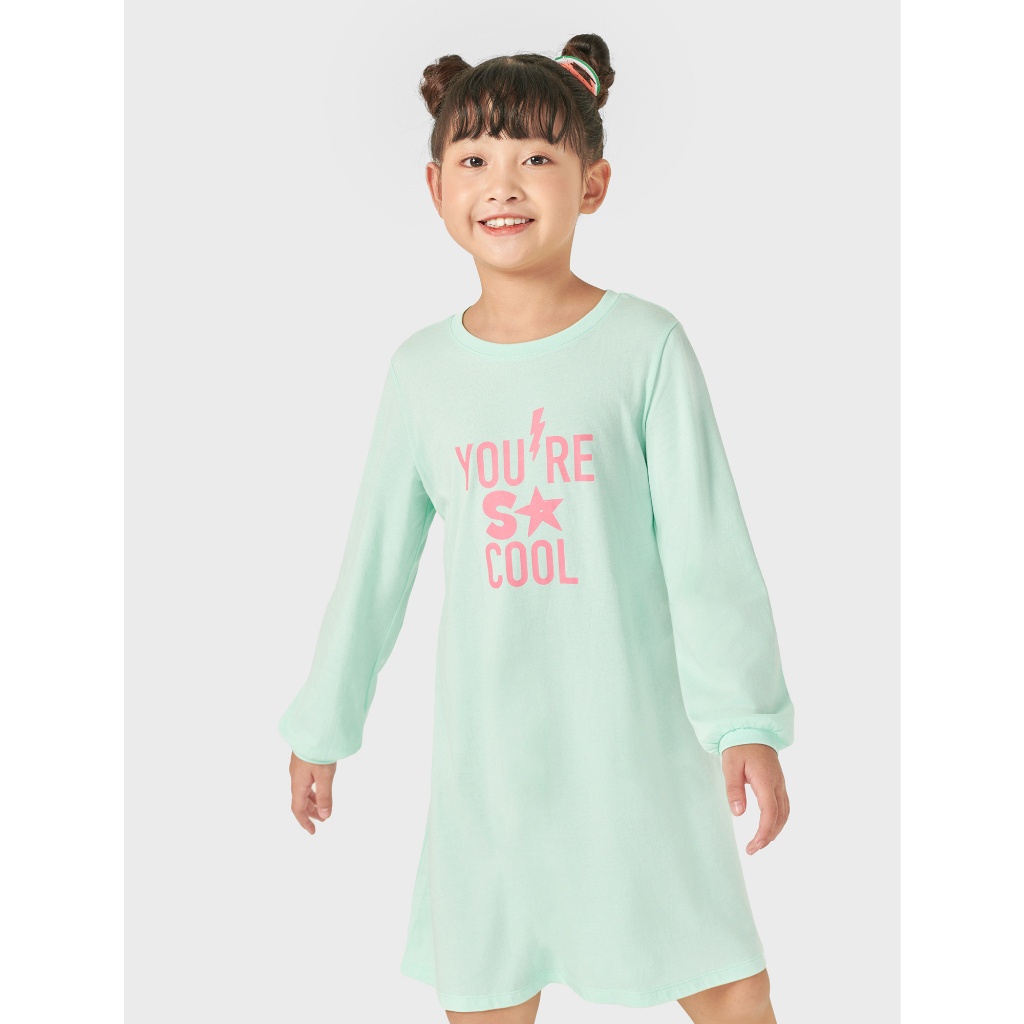 Váy liền bé gái CANIFA chất liệu cotton dài tay có hình in dáng suông 1DS22W003