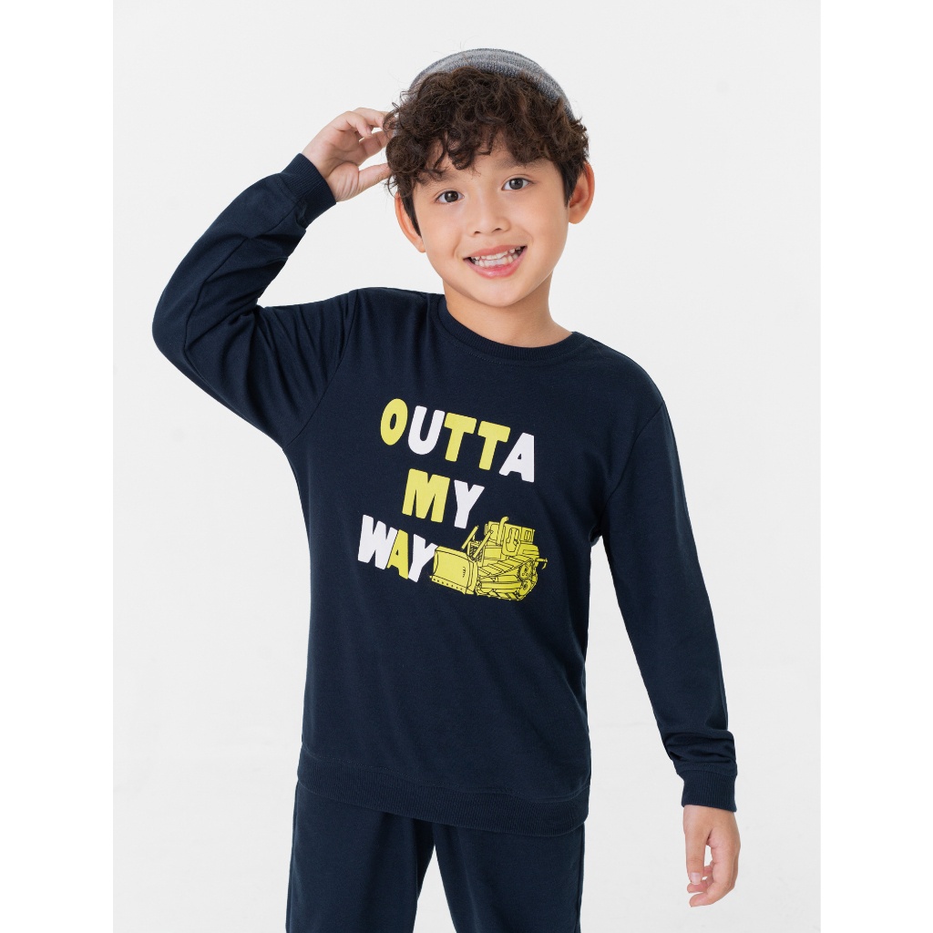 Bộ quần áo nỉ bé trai CANIFA áo dài tay quần dài có hình in 2ST23W001