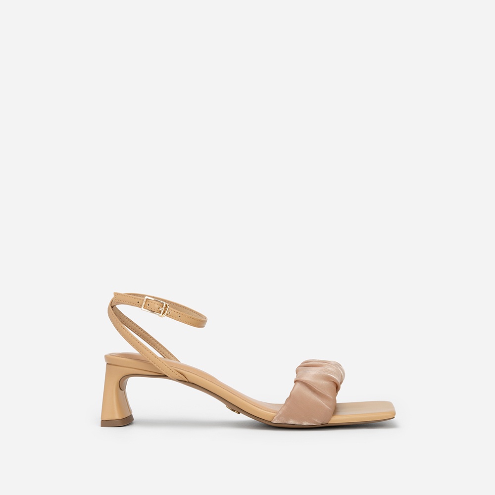 Vascara Giày Sandal Ankle Strap Quai Nhún Phối Lưới - SDN 0733