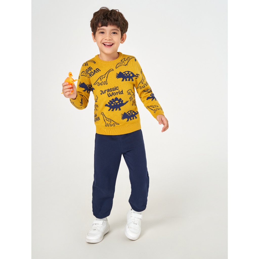 Áo len bé trai CANIFA  cổ tròn dài tay in họa tiết 2TE22W008