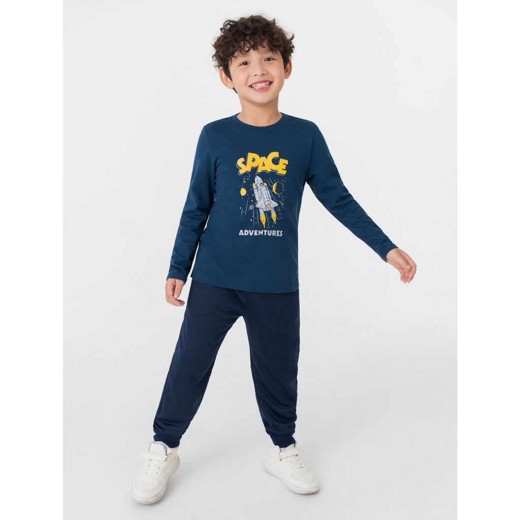 Áo phông dài tay bé trai CANIFA chất liệu 100% cotton mềm mại, thấm hút tốt, in họa tiết ngộ nghĩnh 2TL23W013