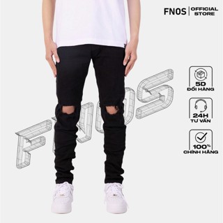 Quần Skinny Jeans Nam FNOS Streetwear Màu Đen Rách Gối NZ5 - Local Brand Chính Hãng