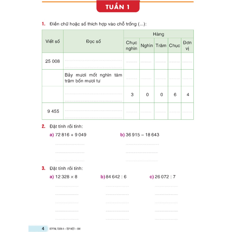 Sách - Bài tập phát triển năng lực Toán 4 Tập 1