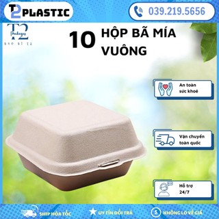 Sỉ 50 Hộp bã mía Hamburger đựng bánh kem, bánh bento, bánh gato hàng dày dặn giá xưởng.