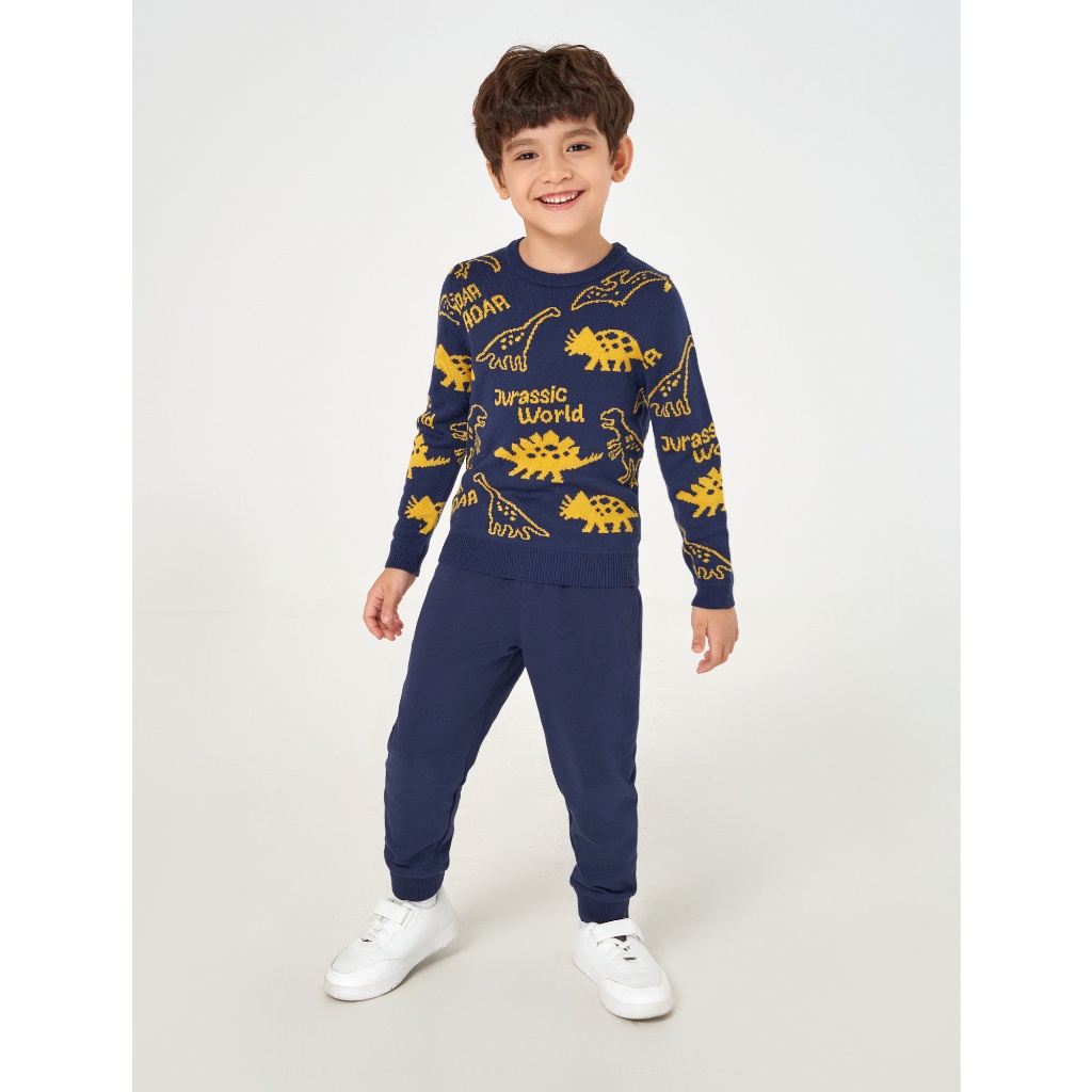 Áo len bé trai CANIFA  cổ tròn dài tay in họa tiết 2TE22W008