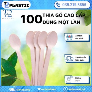 Set thìa gỗ, muỗng gỗ dài 10cm/16cm dùng 1 lần hàng cao cấp an toàn cho môi trường