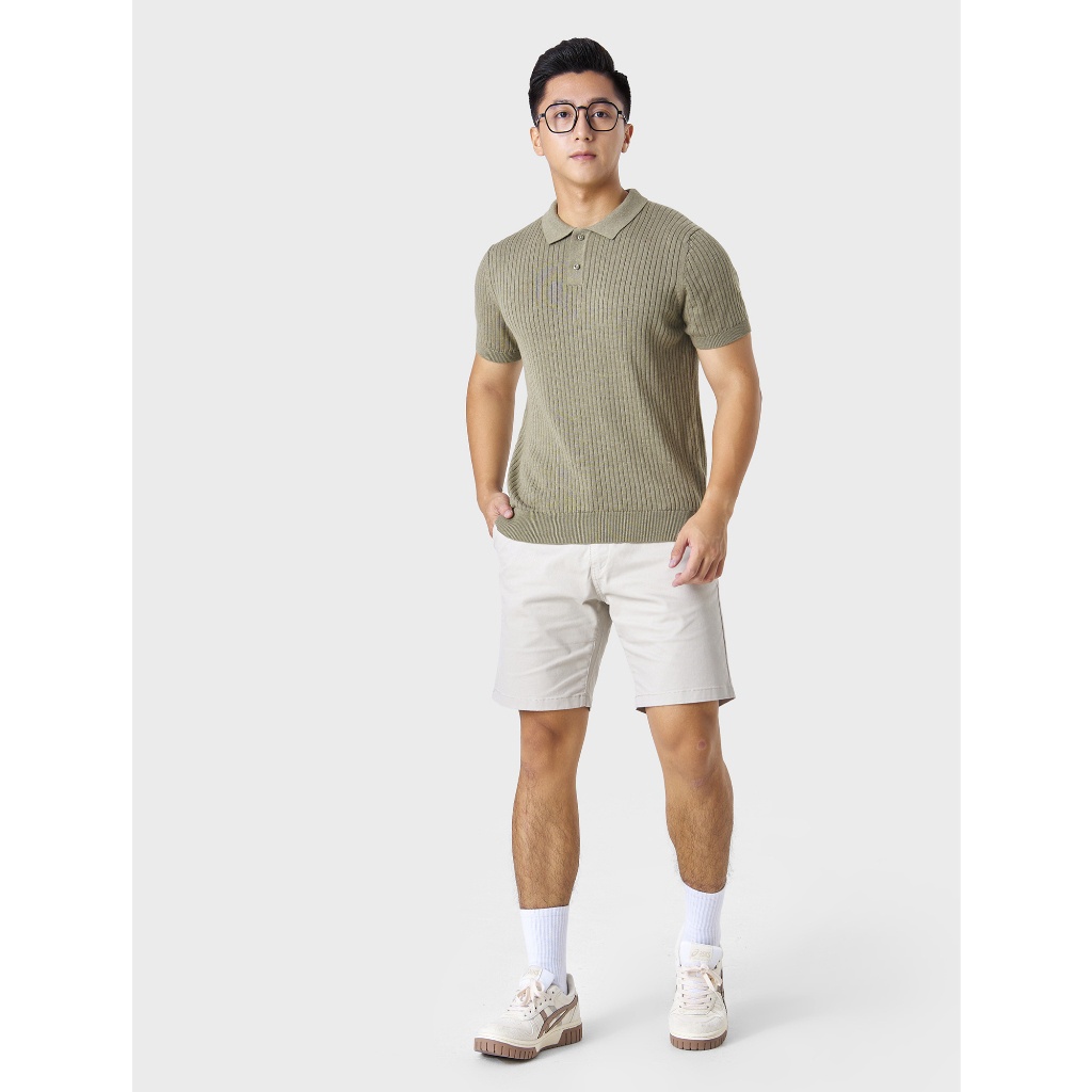 Áo polo nam CANIFA cộc tay cổ bẻ sợi dệt dáng suông 8TE23W001