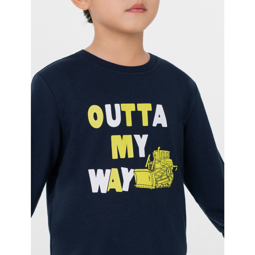 Bộ quần áo nỉ bé trai CANIFA áo dài tay quần dài có hình in 2ST23W001