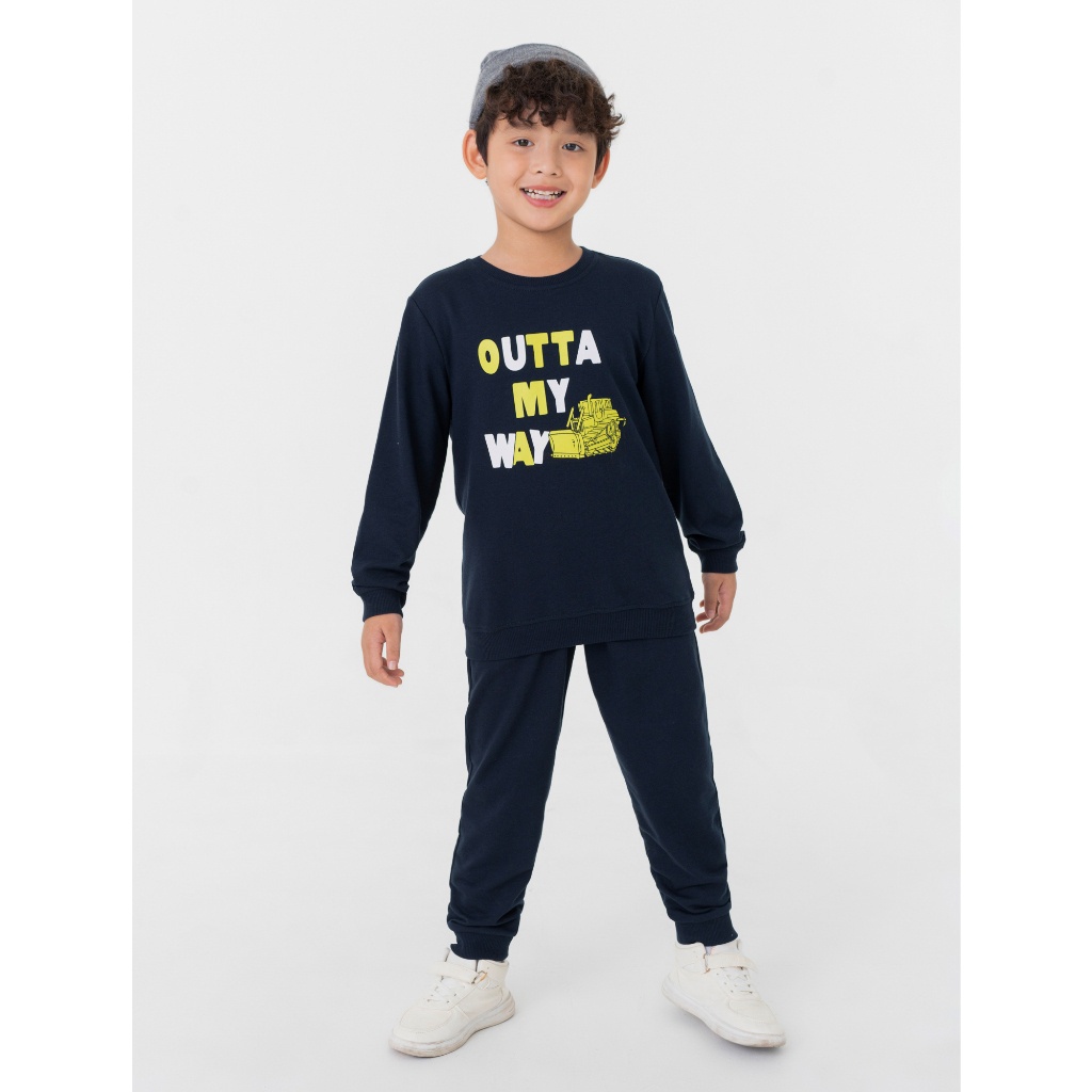 Bộ quần áo nỉ bé trai CANIFA áo dài tay quần dài có hình in 2ST23W001