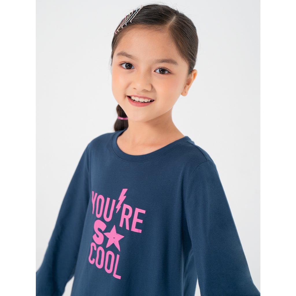 Váy liền bé gái CANIFA chất liệu cotton dài tay có hình in dáng suông 1DS22W003