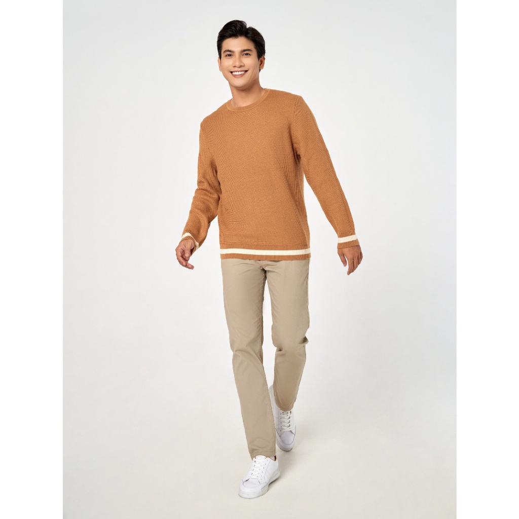 Áo len nam CANIFA dài tay cổ tròn họa tiết kẻ ngang 8TE22W004