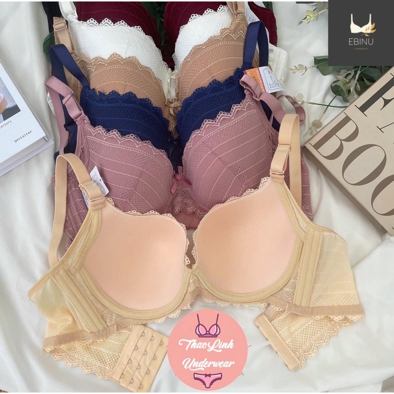 Áo lót nữ, áo ngực mút mỏng, có gọng quả to ôm gọn nâng ngực to xệ sau sinh bản to 4 móc Lovely VNXK ALU1125 EBINU